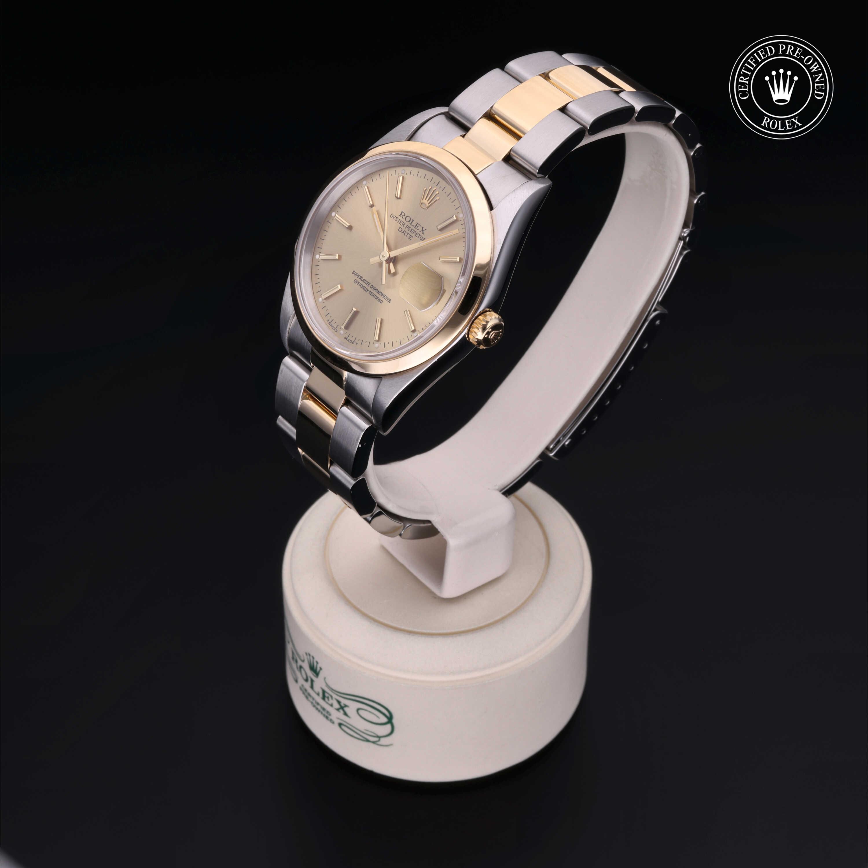 Rolex Certified Pre-Owned Oyster Perpetual Date 34 Champagne Dial Watch - M15203-0014 - Image 3