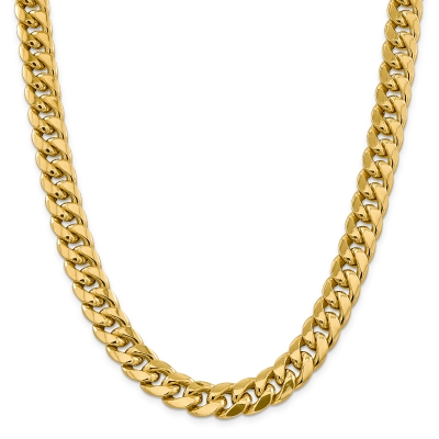 Miami Cuban 10k Yellow Gold Chain Necklace 13.2mm