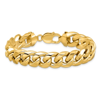 Miami Cuban 10k Yellow Gold Chain Bracelet 13.2mm