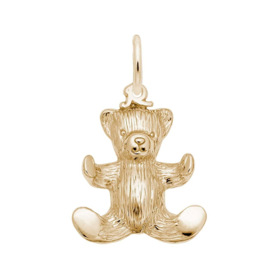 10k Yellow Gold Teddy Bear Hollow Back 3D Charm