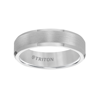 TRITON Grey Tungsten Carbide Bevel Edge Comfort Fit Band 6mm