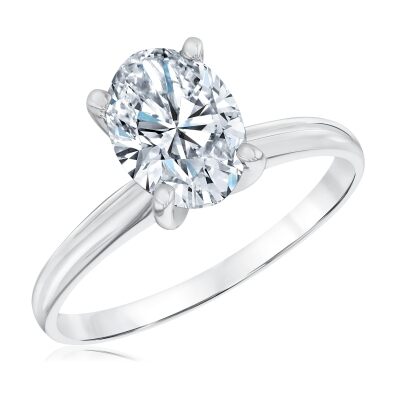 1 1/2ct Oval Diamond Solitaire White Gold Engagement Ring - Heritage Collection