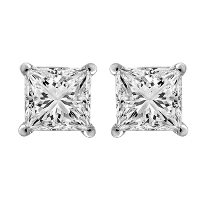 1 1/2ctw Princess Diamond Solitaire White Gold Stud Earrings - Heritage Collection