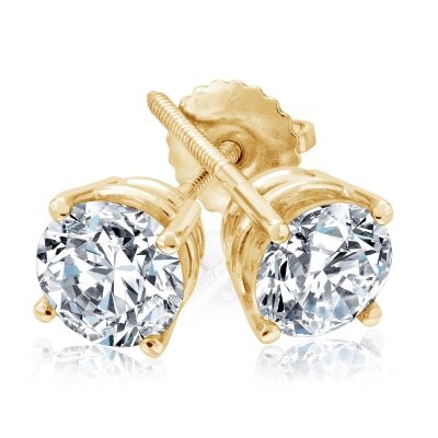 1 1/2ctw Round Diamond Solitaire Yellow Gold Stud Earrings - Heritage Collection