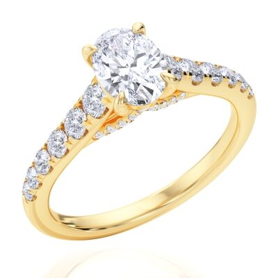 1 1/4ctw Oval Diamond Yellow Gold Engagement Ring - Glow Collection