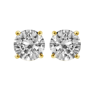 1 1/4ctw Round Diamond Solitaire Yellow Gold Stud Earrings - Heritage Collection