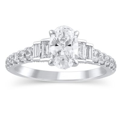 1 3/4ctw Oval Diamond White Gold Engagement Ring - Couture Collection