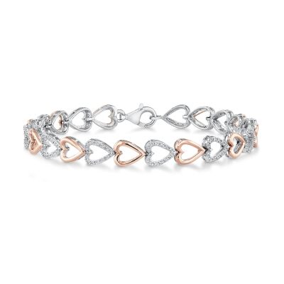 1/4ctw Diamond Heart Two-Tone Link Bracelet