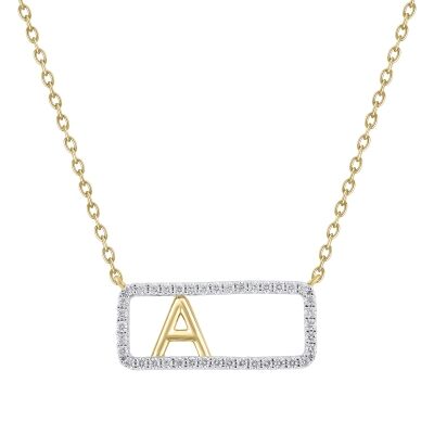 1/5ctw Diamond Frame Yellow Gold Uppercase Initial A Pendant Necklace