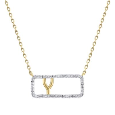 1/5ctw Diamond Frame Yellow Gold Uppercase Initial Y Pendant Necklace