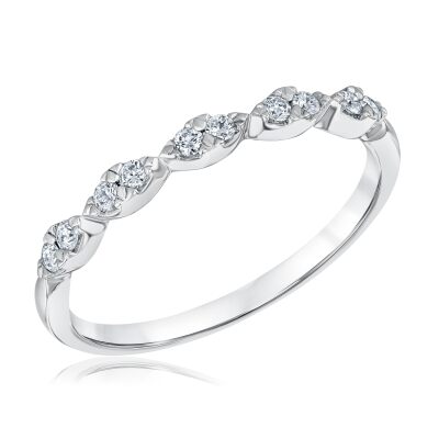 1/6ctw Round Diamond Twist White Gold Wedding Band | Embrace Collection