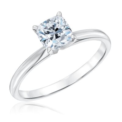 1ct Cushion Diamond Solitaire White Gold Engagement Ring - Heritage Collection