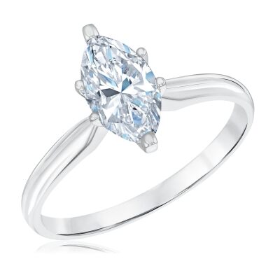 1ct Marquise Diamond Solitaire White Gold Engagement Ring - Heritage Collection