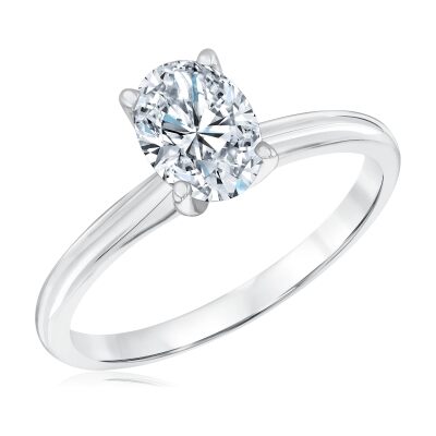 1ct Oval Diamond Solitaire White Gold Engagement Ring - Heritage Collection