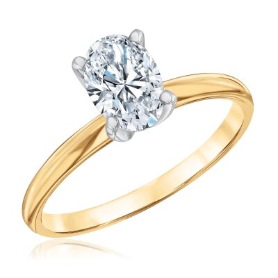 1ct Oval Diamond Solitaire Yellow Gold Engagement Ring - Heritage Collection