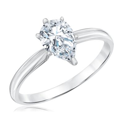 1ct Pear Diamond Solitaire White Gold Engagement Ring - Heritage Collection