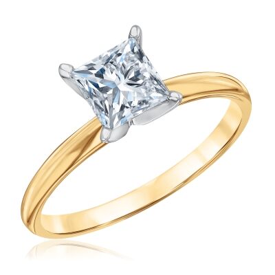 1ct Princess Diamond Solitaire Yellow Gold Engagement Ring - Heritage Collection