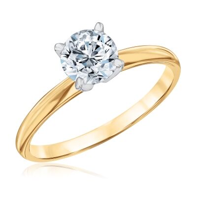 1ct Round Diamond Solitaire Yellow Gold Engagement Ring - Heritage Collection