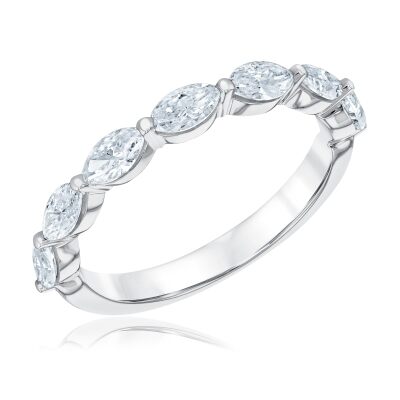 1ctw Marquise Diamond White Gold Wedding Band - Embrace Collection