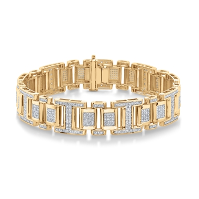 2 1/2ctw Diamond Yellow Gold Bracelet - Men's