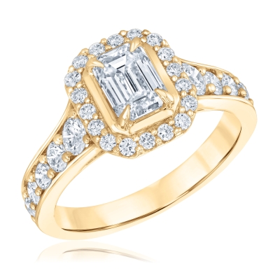 2ctw Emerald Lab Grown Diamond Yellow Gold Engagement Ring