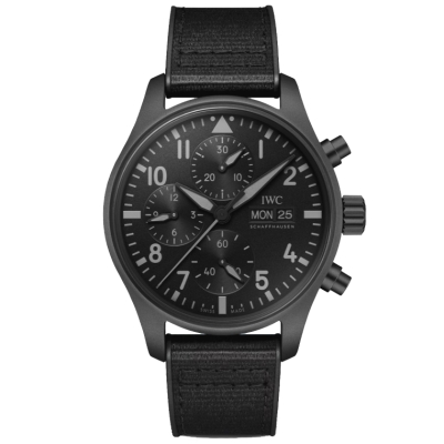 IWC Pilot's Chronograph Top Gun Ceratanium Black Dial Rubber Strap Watch 41mm - IW388106