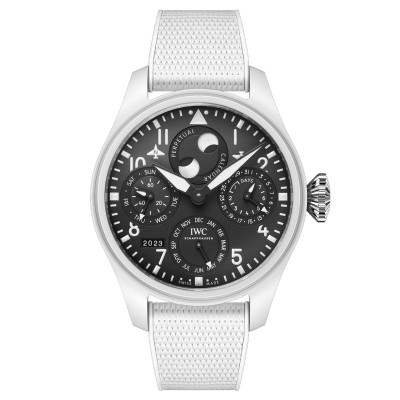 IWC Big Pilot Perpetual Calendar Lake Tahoe Top Gun Black Dial White Rubber Strap Watch 46.5mm - IW503008