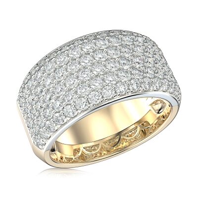 2 1/4ctw Round Diamond Pavé Yellow Gold Anniversary Ring - Embrace Collection