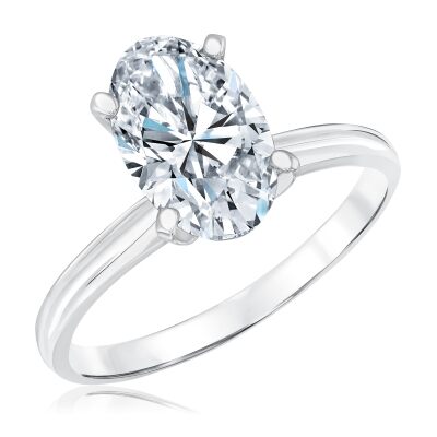 2ct Oval Diamond Solitaire White Gold Engagement Ring - Heritage Collection