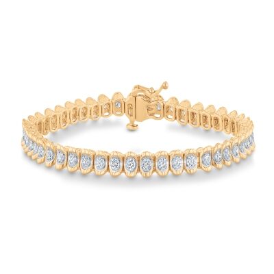 2ctw Diamond Yellow Gold Tennis Bracelet