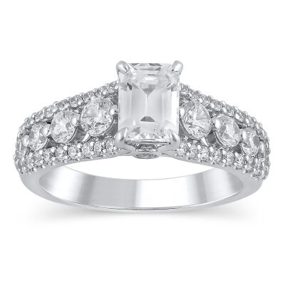 2ctw Emerald Diamond White Gold Engagement Ring - Couture Collection