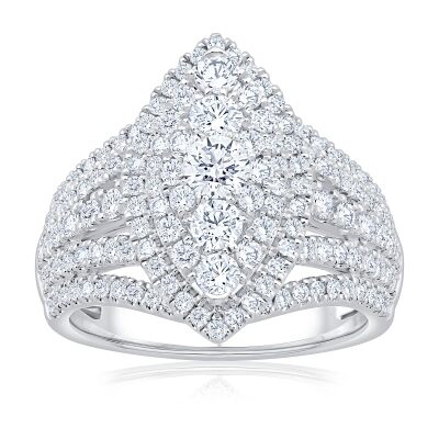 2ctw Marquise-Shaped Diamond Composite White Gold Engagement Ring - Harmony Collection