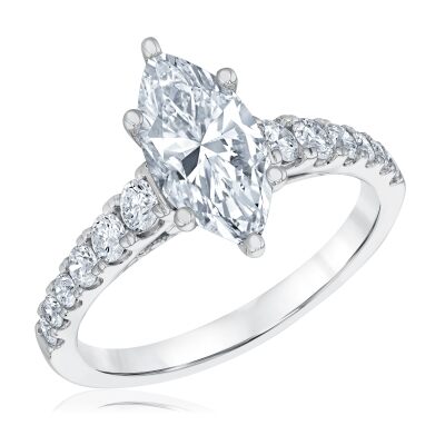 2ctw Marquise Lab Grown Diamond White Gold Engagement Ring