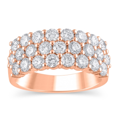 2ctw Round Diamond Three Row Rose Gold Anniversary Band - Embrace Collection