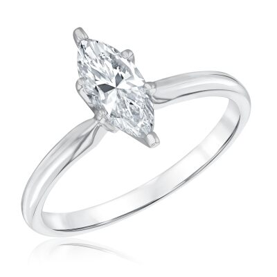 3/4ct Marquise Diamond Solitaire White Gold Engagement Ring - Heritage Collection