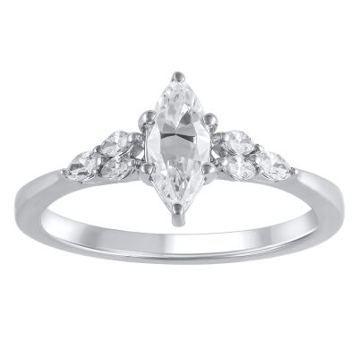 3/4ctw Marquise Diamond White Gold Engagement Ring - Couture Collection
