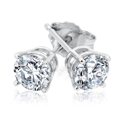 3/4ctw Round Diamond Solitaire White Gold Stud Earrings - Heritage Collection