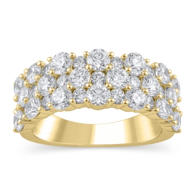 3ctw Round Diamond Multi-Row Yellow Gold Anniversary Band - Embrace Collection