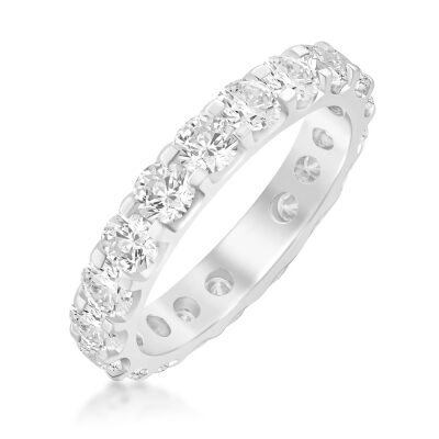 3ctw Round Diamond White Gold Eternity Wedding Band - Embrace Collection - Size 6.5