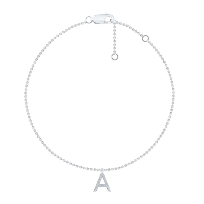 Diamond White Gold Initial Bracelet