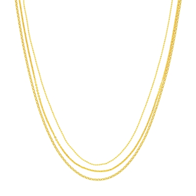 Yellow Gold Layered Chain Necklace