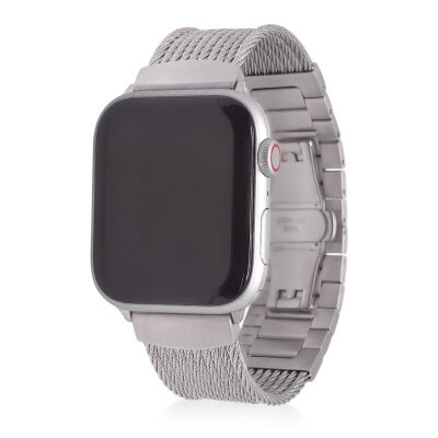 ALOR iALOR™ 10-Row Grey Cable Stainless Steel Apple Watch® Strap | 42-45mm | APL-32-0010-00