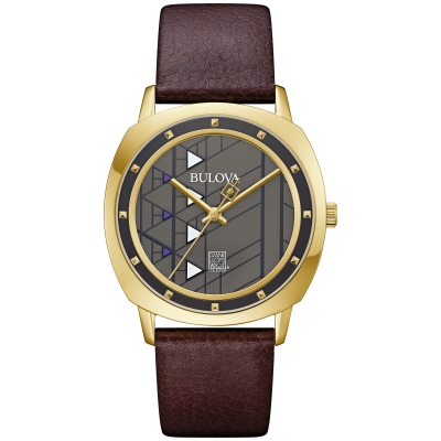 Bulova Frank Loyd Wright Hollyhock House Brown Leather Strap Watch | 39mm | 97A173