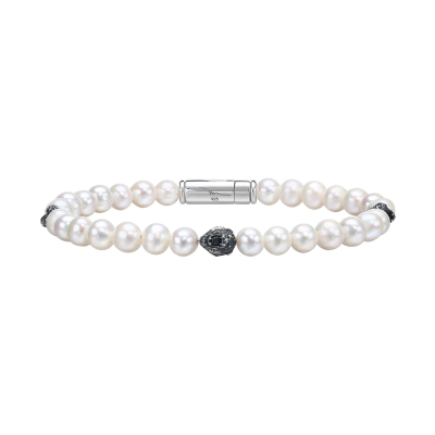 Bulova Marc Anthony Classic Lion Freshwater Pearl Sterling Silver Bracelet - 6mm