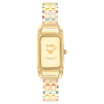 COACH Cadie Gold-Tone Rainbow Enamel Bangle Bracelet Watch 17.5mm x 28.5mm - 14504195