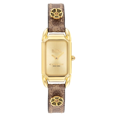 COACH Cadie Signature Gold-Tone Dial Tan Canvas Strap Watch 17.5mm x 28.5mm - 14504192