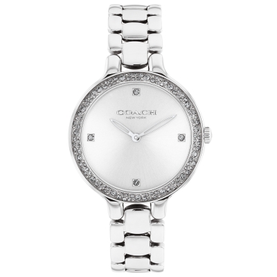 COACH Chelsea Crystal Accent Silver Dial Stainless Steel Watch 32mm - 14504124