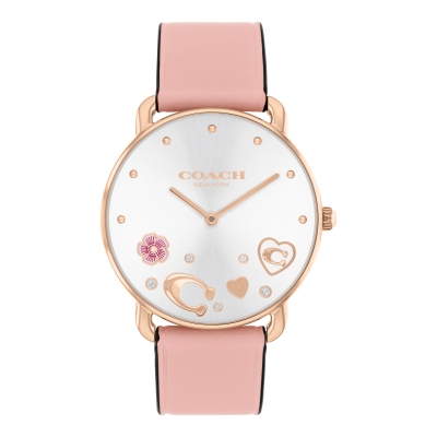 COACH Elliot Crystal Accent and Blush Leather Strap Watch 36mm - 14504295