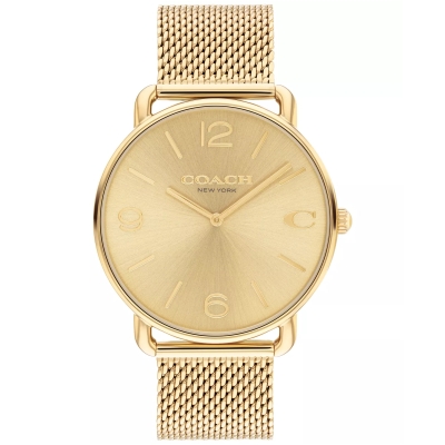 COACH Elliot Golden Dial Gold-Tone Mesh Stainless Steel Bracelet Watch 41mm - 14602653