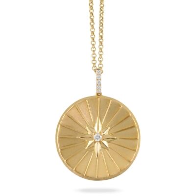 Doves by Doron Paloma 1/10ctw Diamond Yellow Gold Medallion Pendant Necklace | Celestia